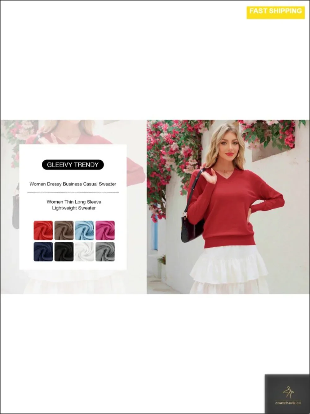 Casual Long Sleeve V Neck Lightweight Pullover Sweater Ribbed Knit